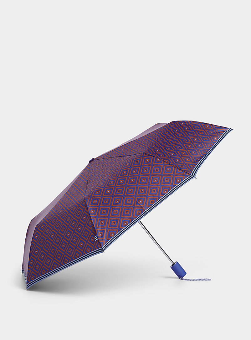 CLIMA bisetti: Le parapluie motifs géométriques Bleu à motifs pour femme