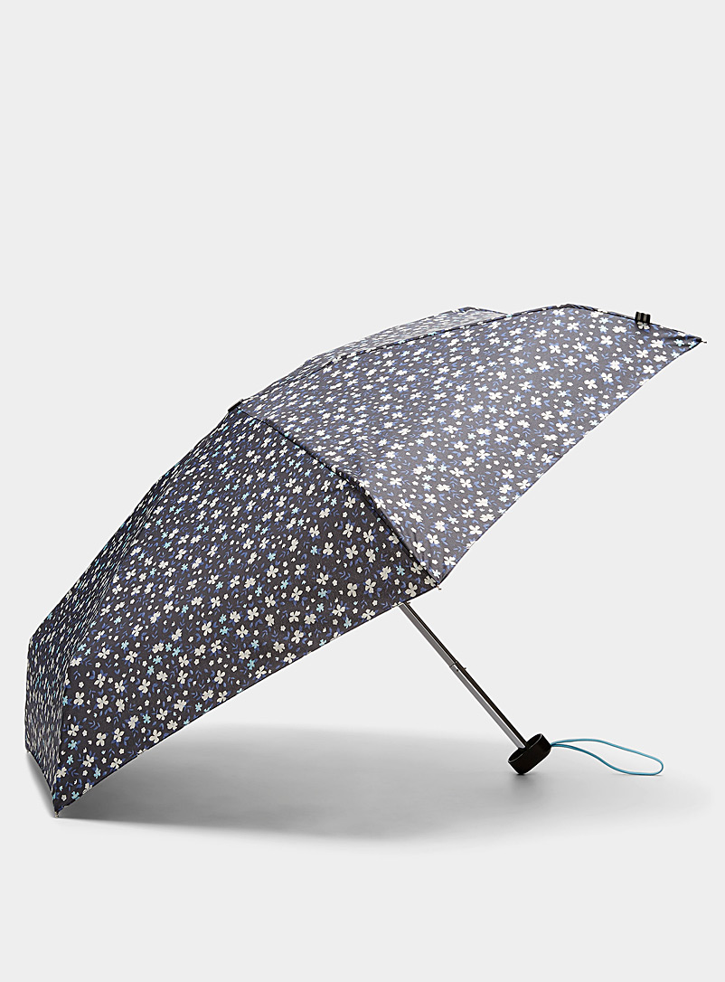 Simons Patterned Black Blossoming flowers compact umbrella for women