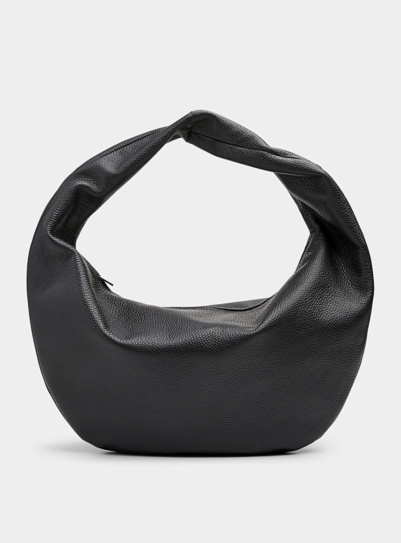 Flattered: Le sac besace XL cuir Alva Noir pour femme