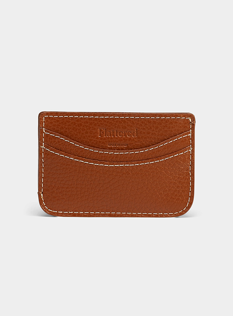 Flattered Brown Bonnie grained leather card holder for women