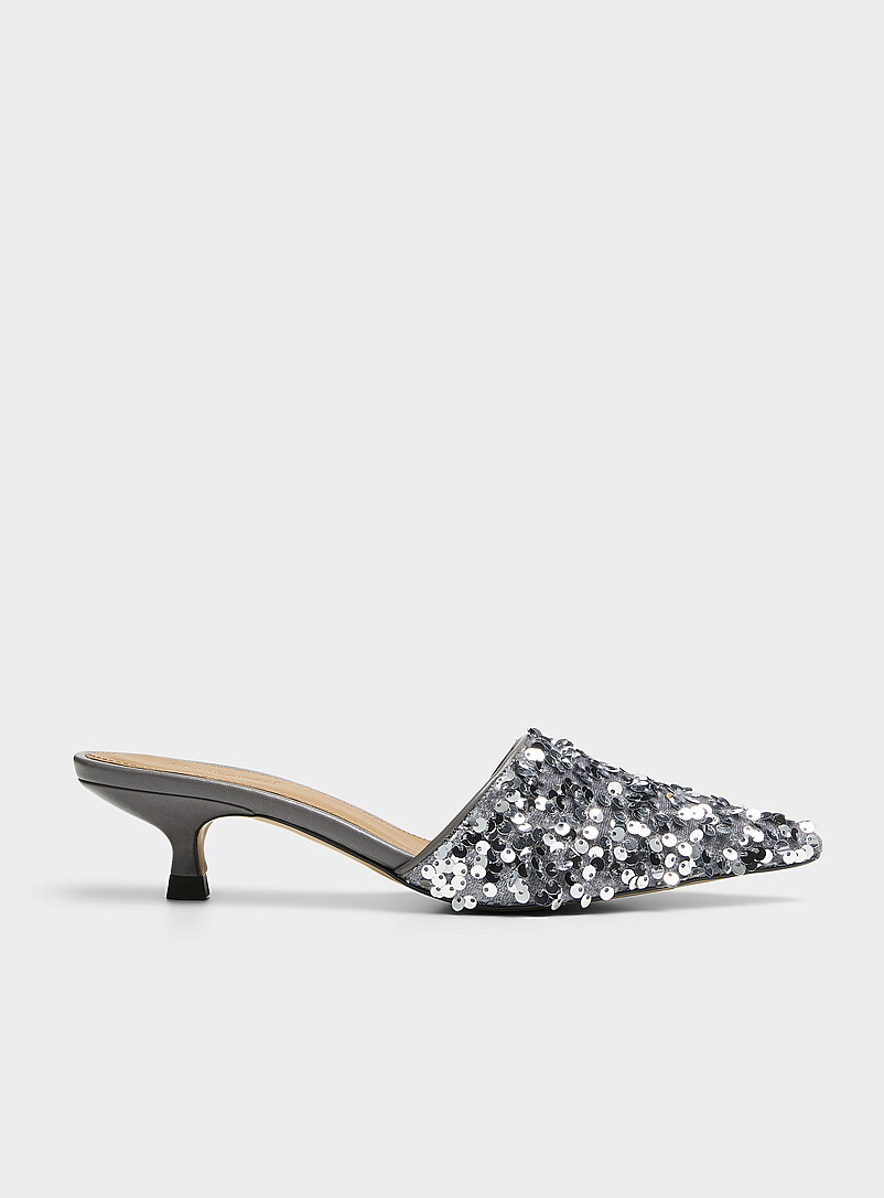Noomi silver sequins heeled mules Women | Flattered | All Our