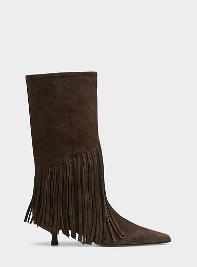 Flattered: La botte pointue &agrave; franges Nick en su&egrave;de Brun pour femme