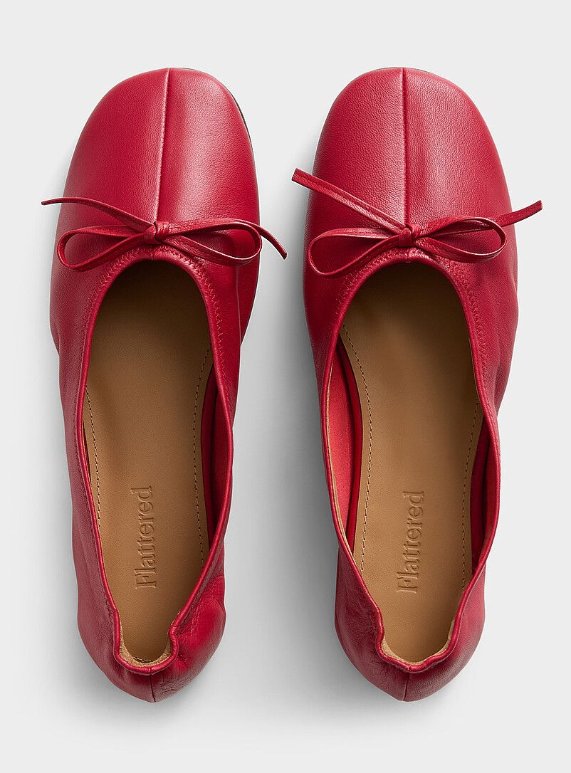 Flattered: La ballerine cuir souple Blaise Femme Rouge pour femme
