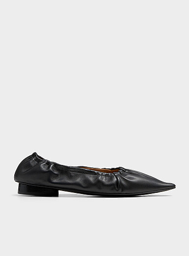 Isa draped leather ballet flats Women