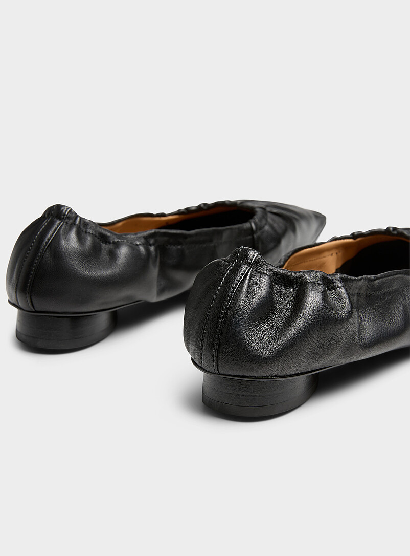 Flattered Black Isa draped leather ballet flats Women for women