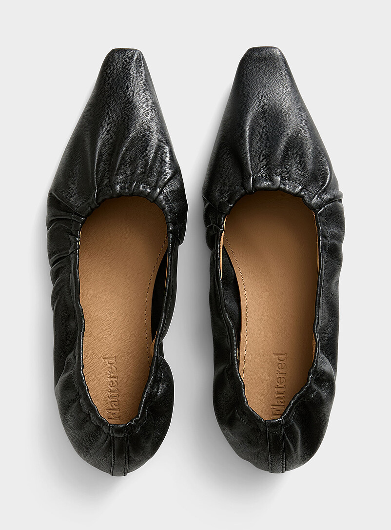 Flattered: La ballerine cuir drap&eacute; Isa Femme Noir pour femme