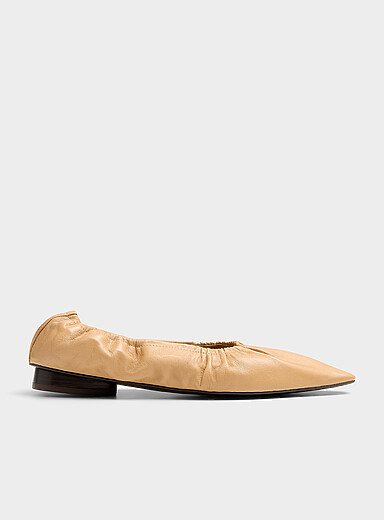 Isa draped leather ballet flats Women