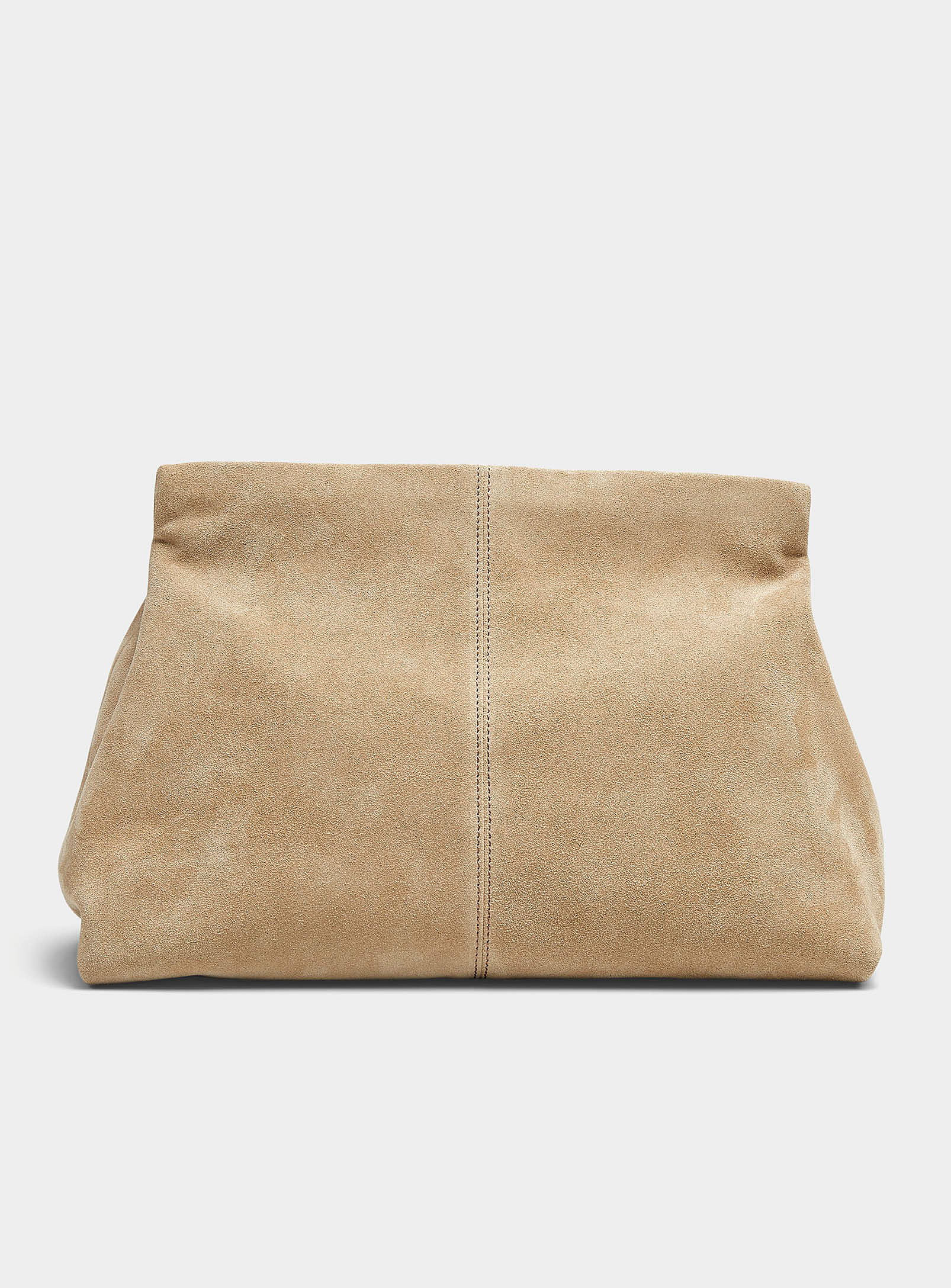 Flattered - Women's Clay taupe suede XL clutch