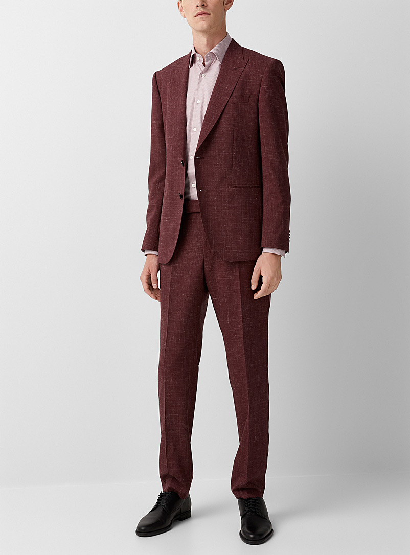 BOSS Ruby Red Faded etched check suit for men