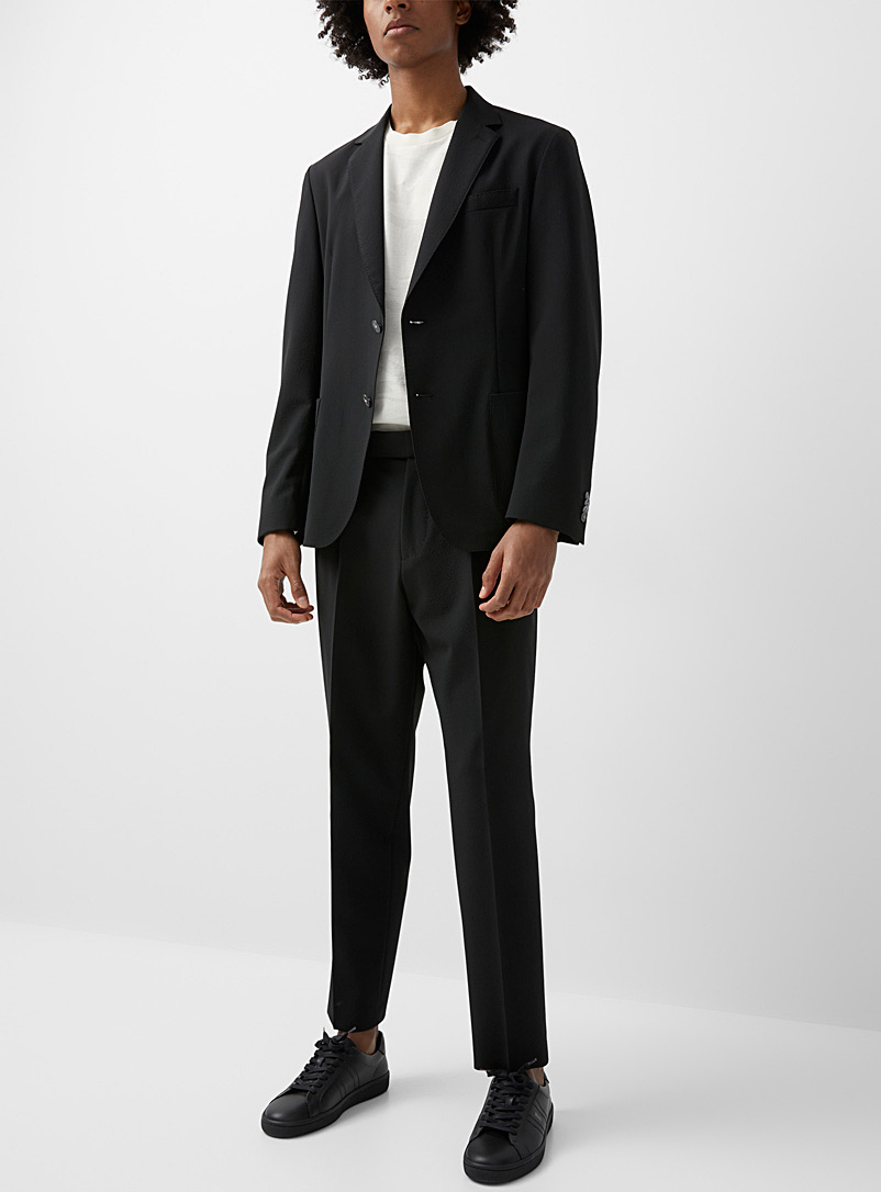 BOSS Black Microcheck solid colour suit for men
