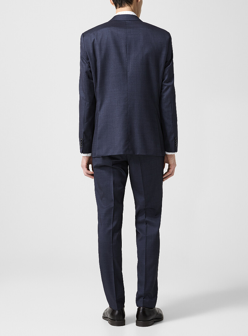 BOSS Blue Textured virgin wool and silk fitted suit for men