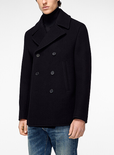 BOSS: Le caban pure laine vierge Beckham x BOSS Noir pour homme