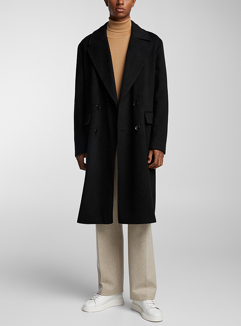 BOSS Black Double-breasted recycled wool coat for men
