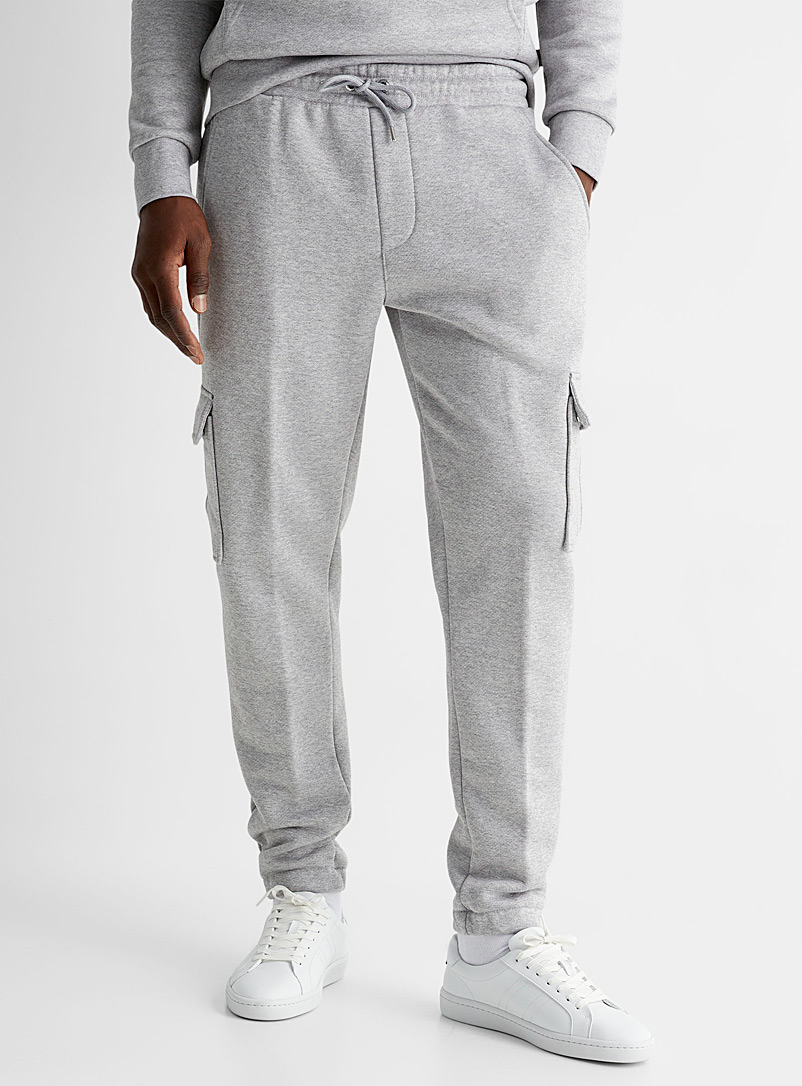 BOSS Grey Heathered cargo joggers for men