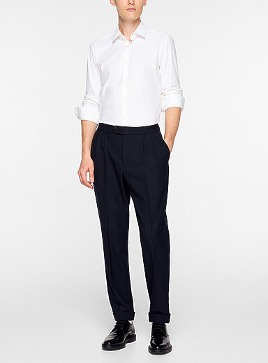 BOSS Navy/Midnight Blue Cuffed tapered pant for men