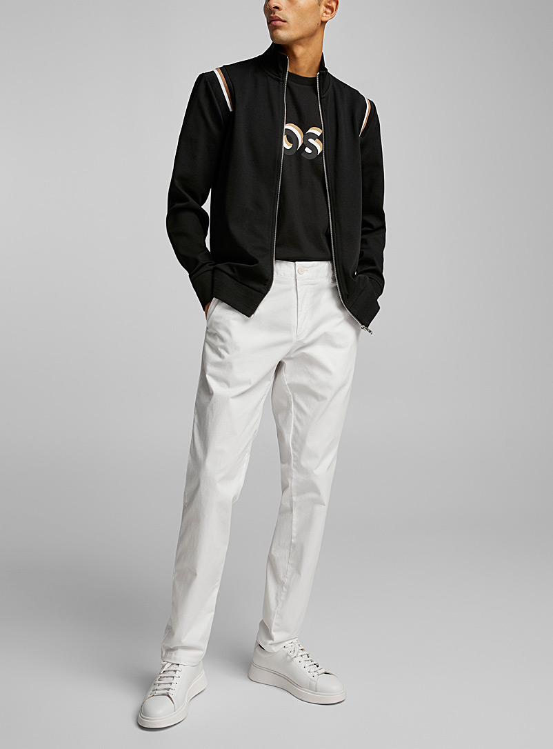 BOSS: Le pantalon blanc coton brossé Blanc pour homme