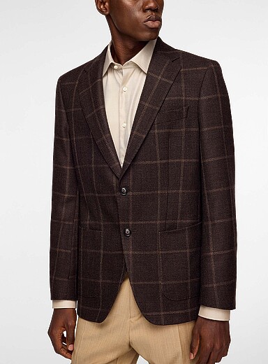 Checkered virgin wool fitted blazer