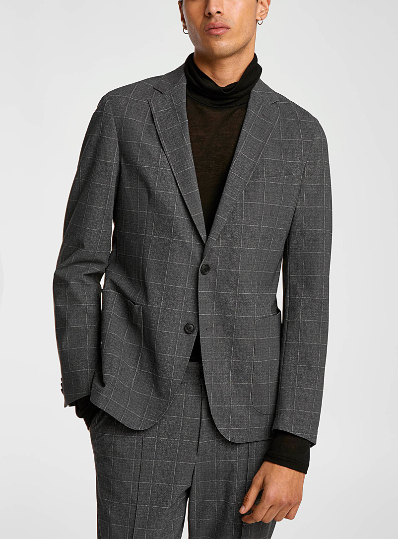 BOSS Patterned Grey Flowy checkered jacket for men