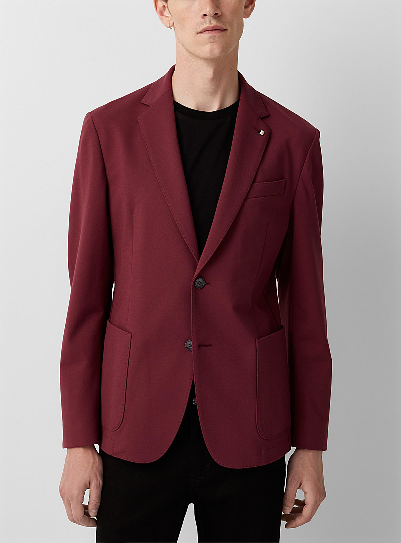 BOSS: Le veston jersey construit extensible Rouge foncé-vin-rubis pour homme