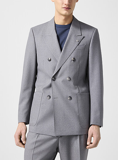 BOSS: Le veston double boutonnage &eacute;pinglette monogramme Gris pour homme