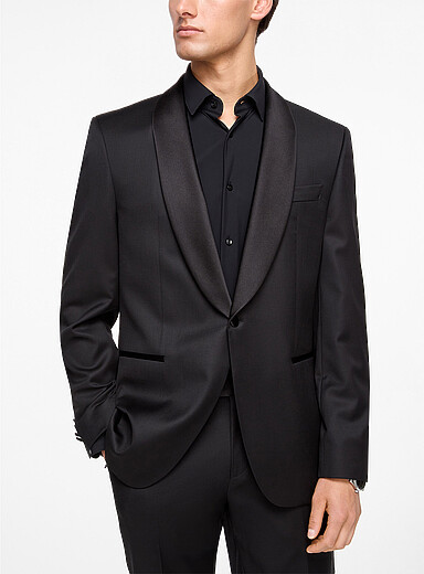BOSS Black Satiny shawl collar tuxedo jacket for men