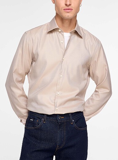 BOSS: La chemise twill &eacute;cru Brun pour homme
