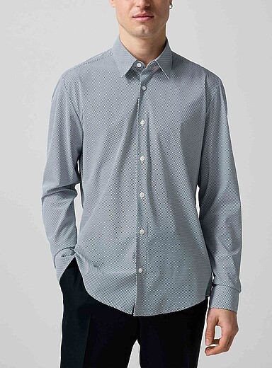 BOSS: La chemise extensible minimotif Blanc pour homme