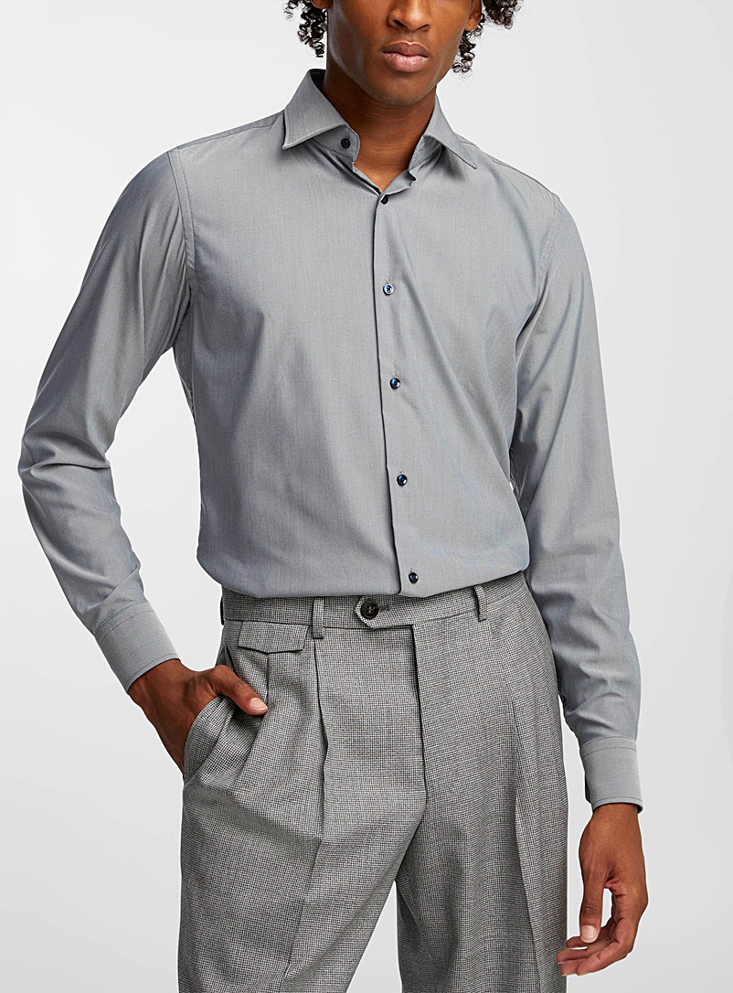 BOSS Grey Flowy Performance twill shirt for men