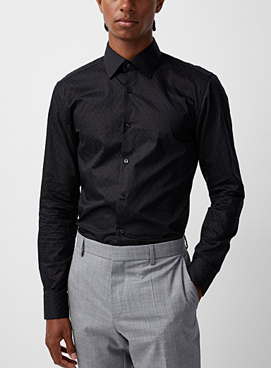 BOSS: La chemise jacquard tachetée Noir pour homme