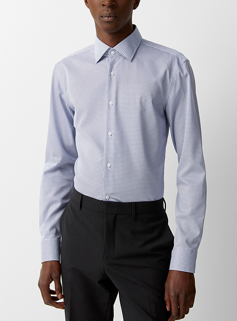BOSS: Le chemise minimotif géo Bleu pâle-bleu poudre pour homme