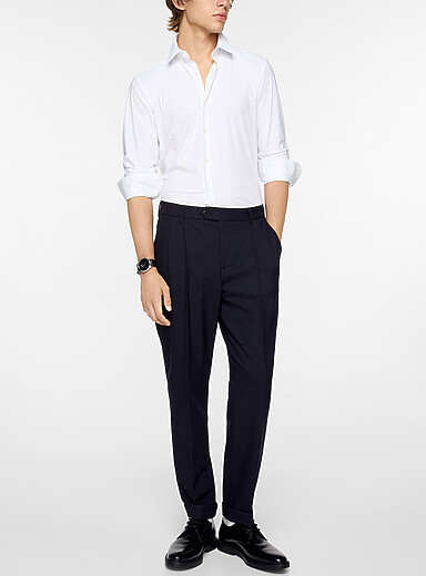 BOSS White Stretch tech jersey shirt for men