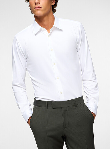 BOSS White Piqu&eacute; jersey Performance shirt for men