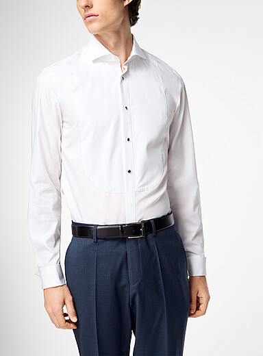 BOSS: La chemise smoking &agrave; plastron boutons contraste Blanc pour homme