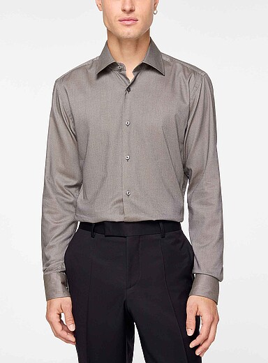 BOSS: La chemise Performance minimotifs g&eacute;o Vert fonc&eacute; - Mousse pour homme