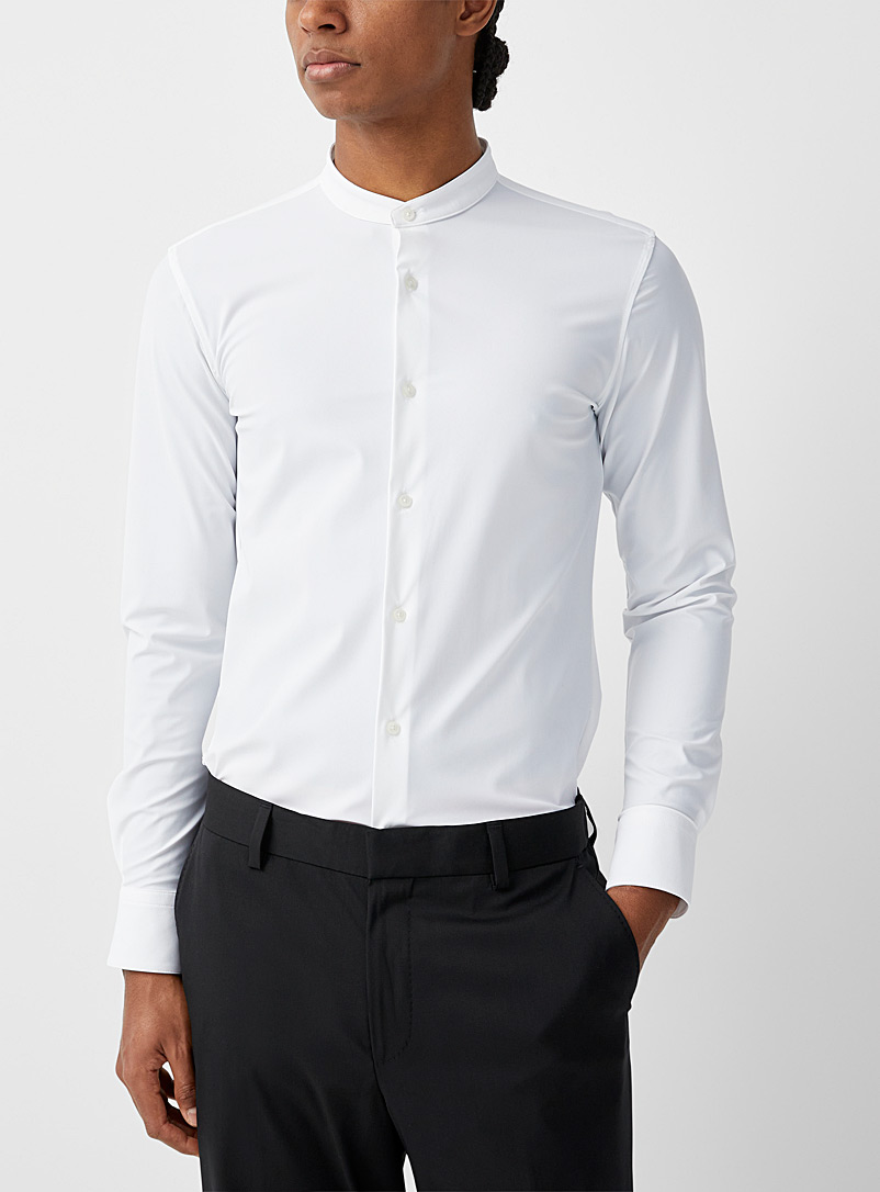 BOSS White Performance fabric crew-neck white shirt for men