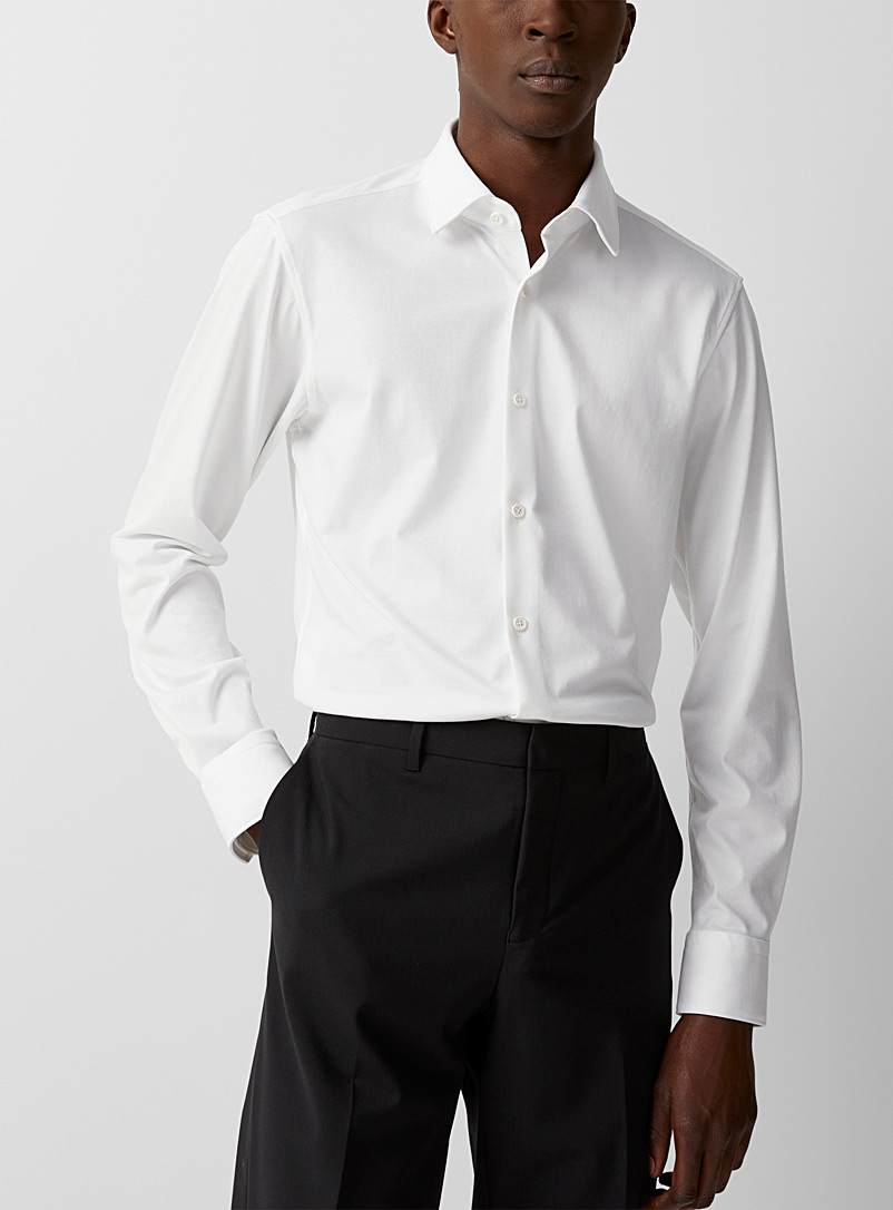 BOSS: La chemise unie jersey Performance Blanc pour homme