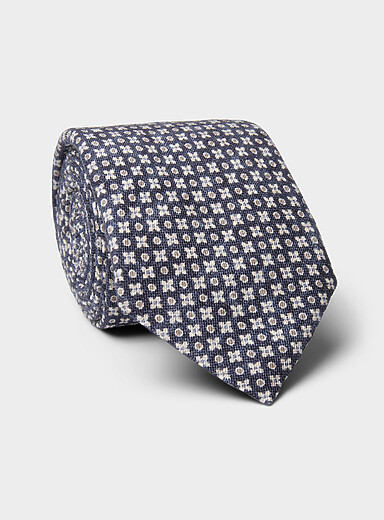 Patterned cotton and wool tie