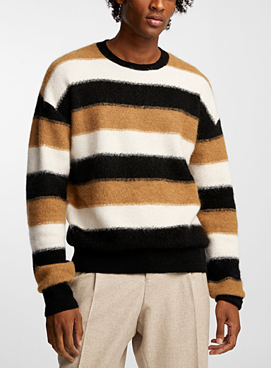 BOSS Black Three-tone striped sweater for men