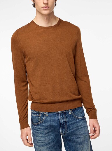 BOSS: Le chandail laine vierge touche de cachemire Brun  pour homme