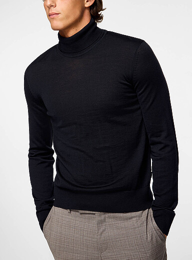 BOSS Black 100% virgin wool turtleneck sweater for men