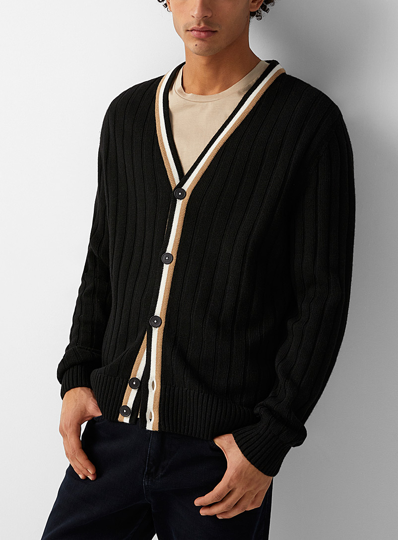 BOSS Black Striped edging cardigan for men
