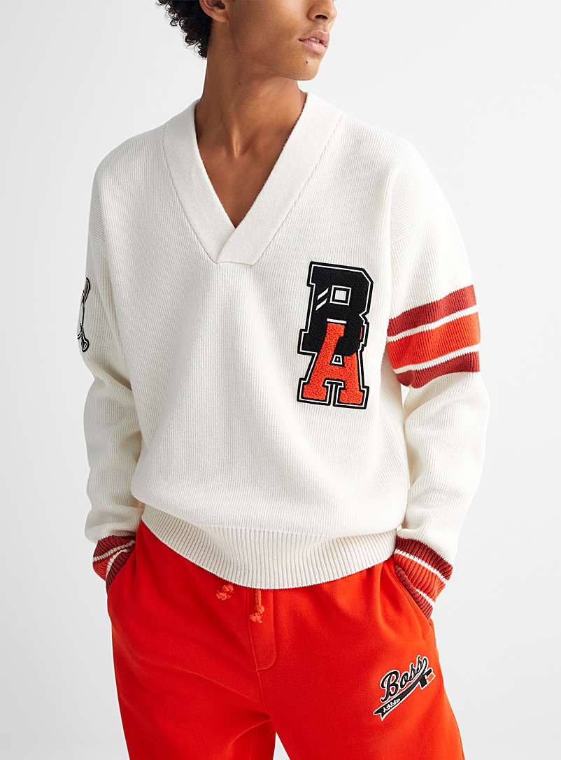 Boss x Russell Athletic White Textured letters sweater for men
