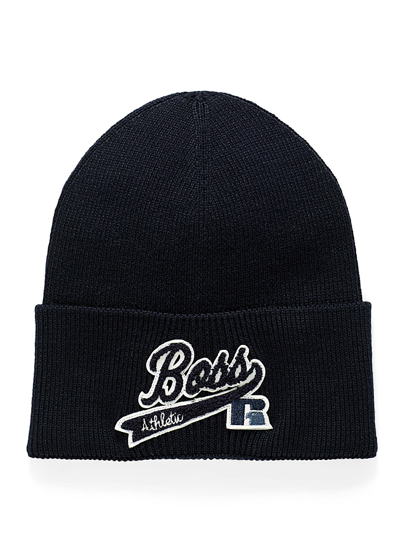 Boss x Russell Athletic Marine Blue BOSS x Russell Athletic retro logo tuque for men