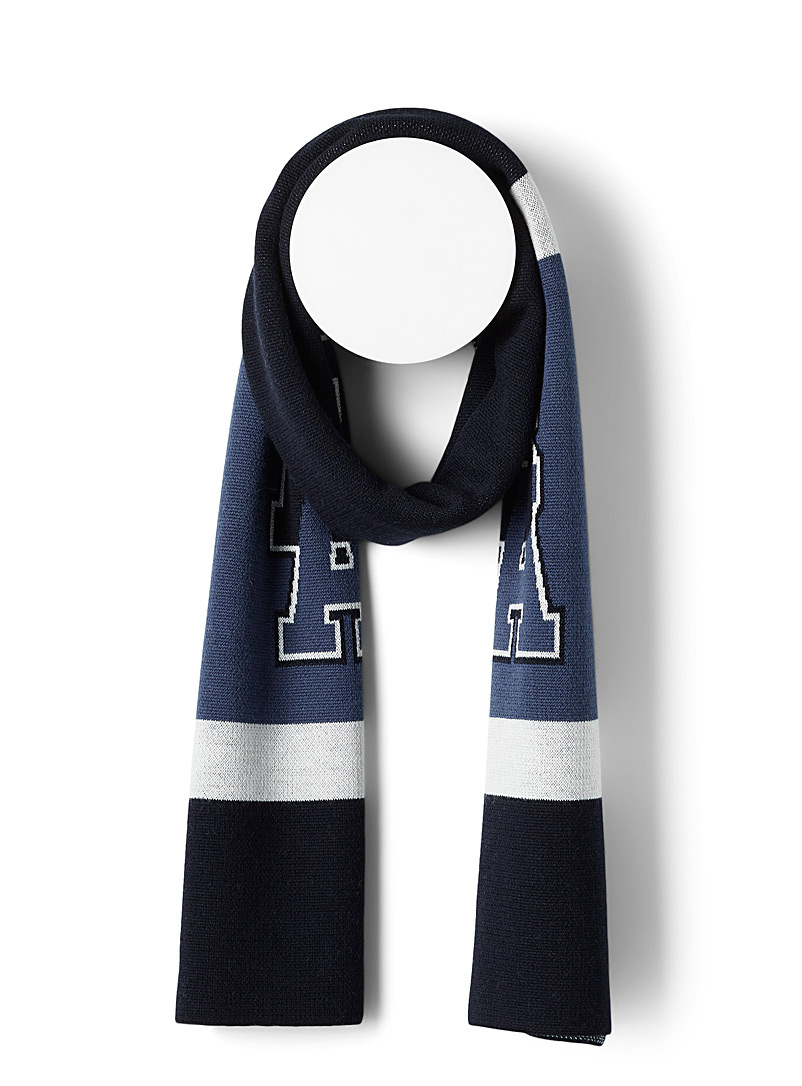 Boss x Russell Athletic Marine Blue University crest scarf for men