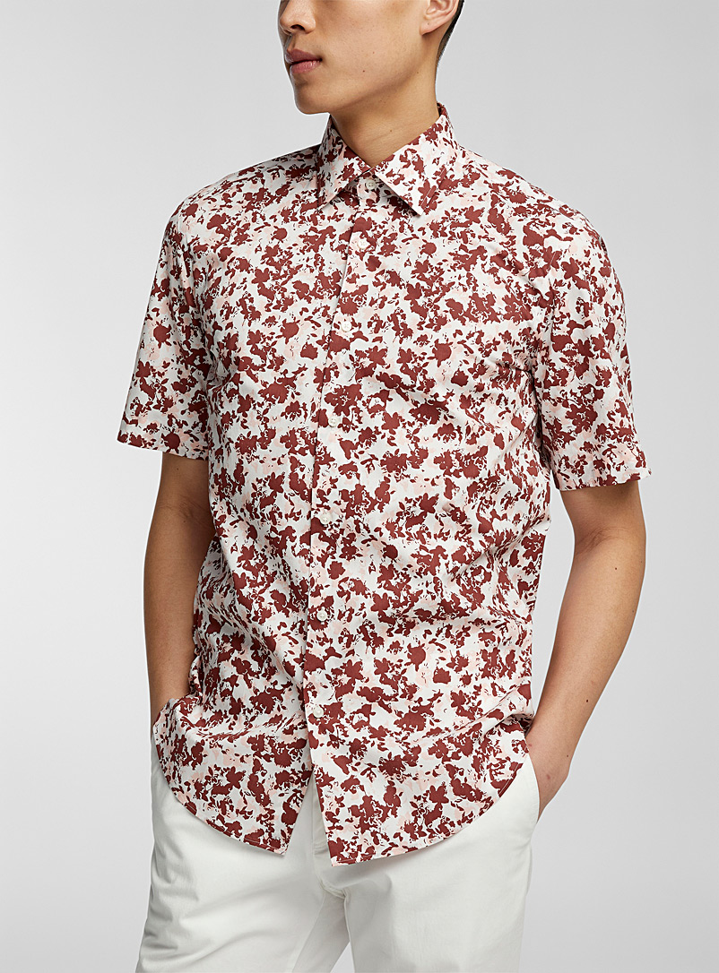 BOSS Patterned White Short-sleeve floral shirt for men
