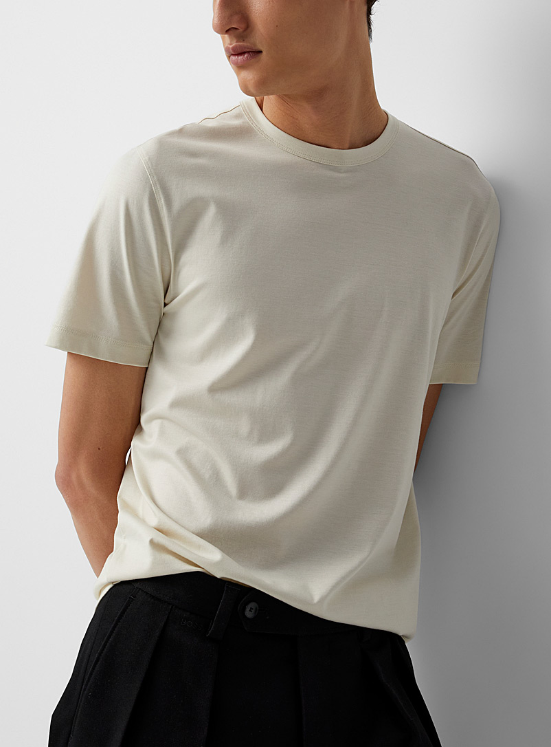 BOSS White Mercerized cotton minimalist T-shirt for men