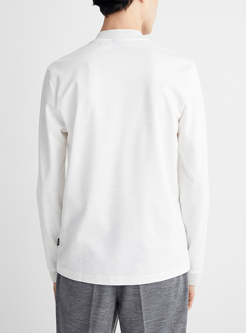 BOSS Ivory White Long-sleeve heather T-shirt for men