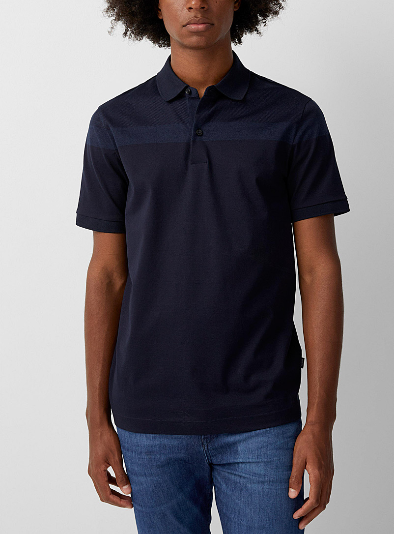 BOSS Marine Blue Textured block polo shirt for men