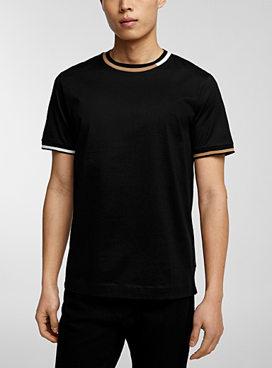 BOSS: Le t-shirt rayures emblématiques Noir pour homme