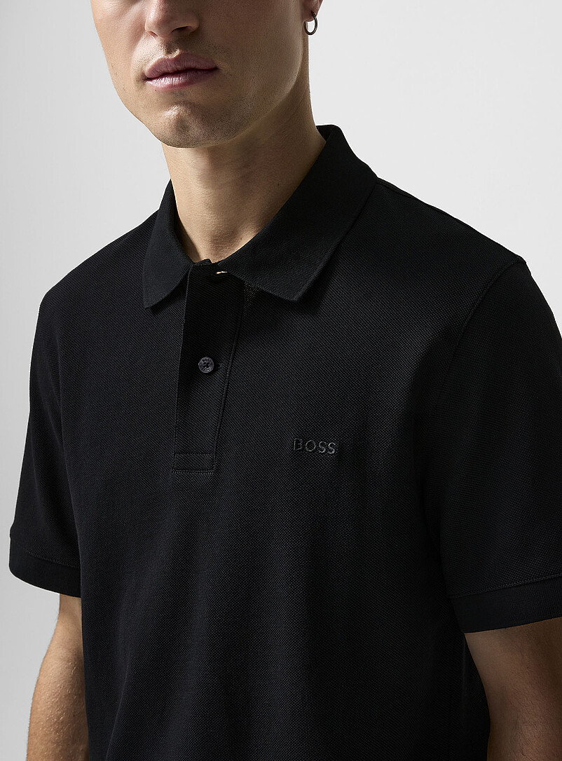 BOSS: Le polo Pallas logo ton sur ton Noir pour homme